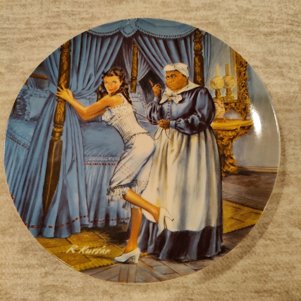 Knowles Limited Edition Gone With The Wind "Mammy Lacing Scarlett" Plate.